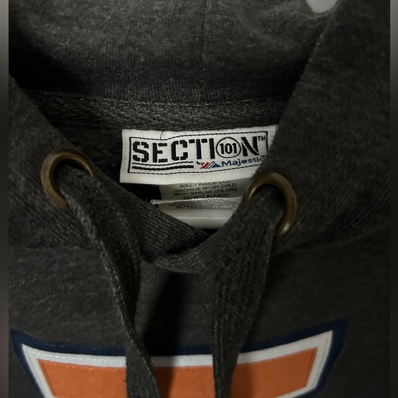 Illinois Fighting Illini pullover Gray Hoodie Orange Logo Section Majestic M - Picture 3 of 5